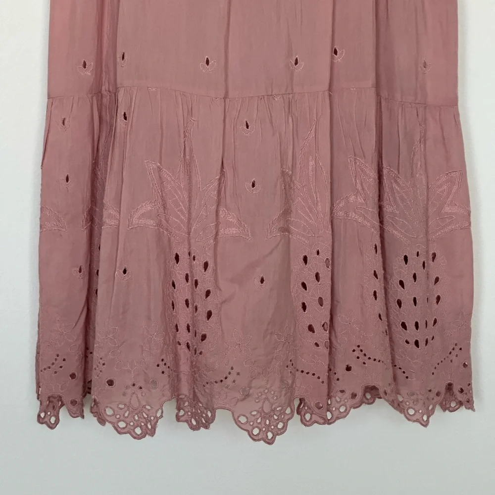 Zara‎ Dusty Rose Maxi Dress Spaghetti Strap Embroidered Lace, Sundress